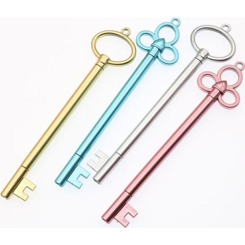 4pcs Kawaii Multi-Color Retro Key Gel Pen Child Student Cute Stationery Gift Pen Creative Retro Plastic Pen School Supplies