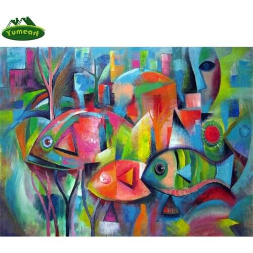 Abstract Color Art DIY 5D Diamond Painting Cross Stitch Diamond Embroidery Fish Koi Diamond Mosaic Picture of Rhinestones Decor