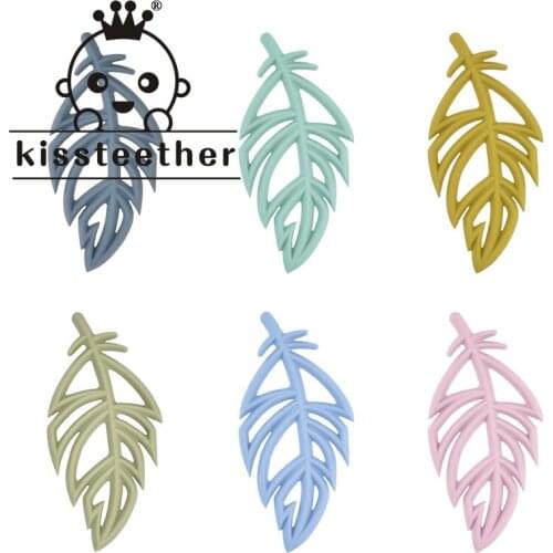 Kissteether Leaf Shape Silicone BPA Free Baby Charm Teether Necklace Food Grade Silicone DIY Jewelry Making Accessories