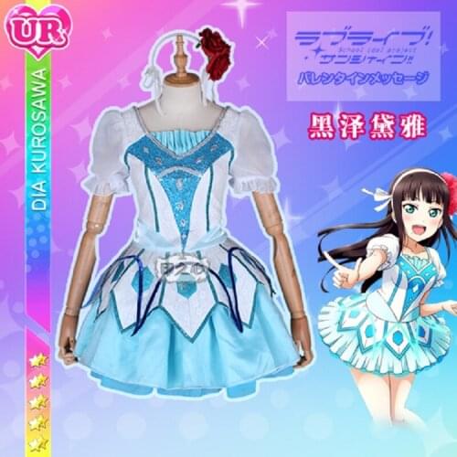 Anime Love Live Sunshine Aqours Water blue new world Dress Dia Kurosawa Cosplay Costumes Full sets A