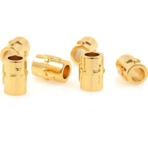 Embossed Gold Cross Spacer Beads Religious Symbols Barrel Bracelet Cylindrical Pendant DIY Jewelry Accessories 9.4x6.5mm