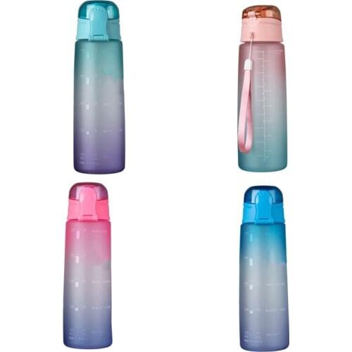 32Oz Fitness Water Bottle with Time Marker BPA Free Large Capacity Water Jug for Gym Outdoor Office Work Gradient Water Bottle