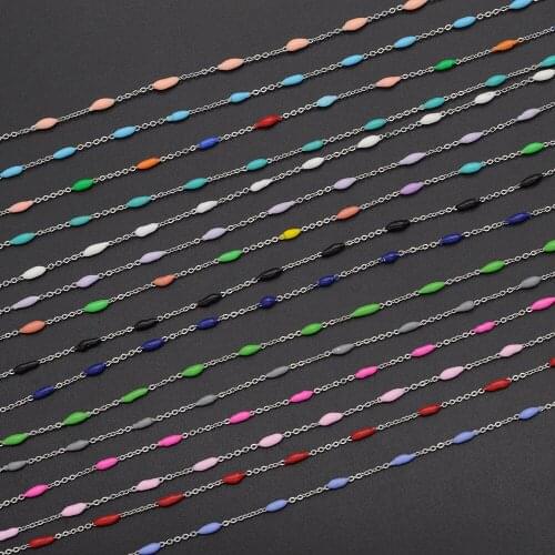 30 Meters/lot Stainless Steel Oval Enamel diy jewelry Making Chains Wholesale Bulk Chain Supply Handmade Necklace Chain