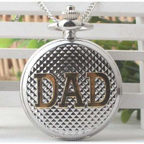 Antique Style Retro DAD Design Pocket Watch Father Watches Dad Fathers Day Gift Quartz Pendant Clock PPO58