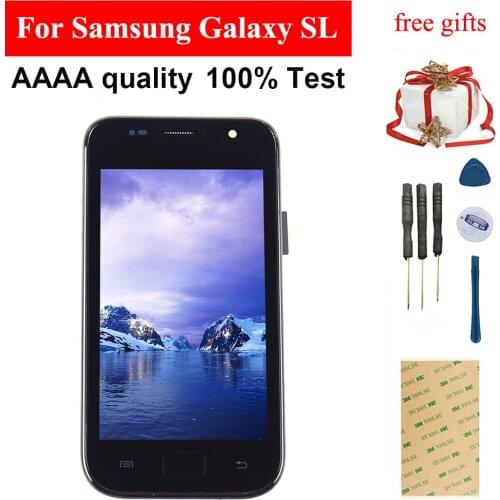 Black For Samsung Galaxy SL GT- i9003 i9003 Touch Screen Sensor Digitizer Panel Glass + LCD Display Monitor Assembly Frame