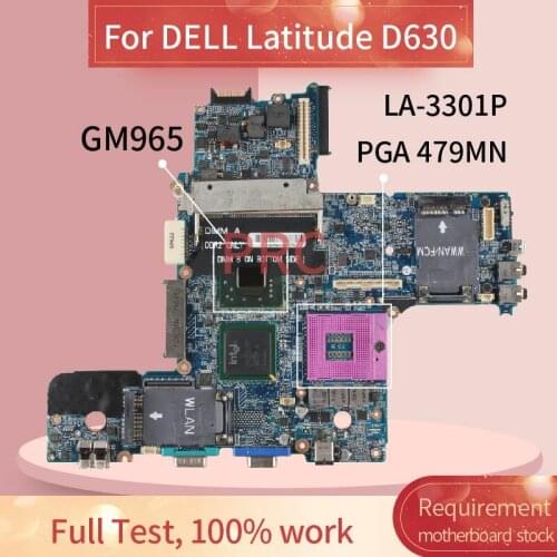 CN-0DT781 0DT781 For DELL Latitude D630 Laptop motherboard LA-3301P GM965 DDR2 Notebook Mainboard