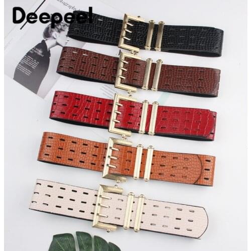 Deepeel 1pc 6.2*98cm New Fashion Suit Belts Female Retro Three-pin Buckle Snake Leather Decorative Corset Luxury Harness Waist