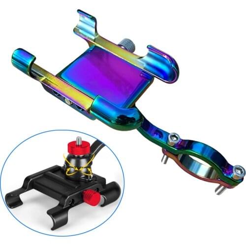 SMOYNG Aluminum Alloy Colorful Bicycle Motorcycle Phone Holder Bracket Adjustable Support For iPone Bike Handlebar Mobile Mount
