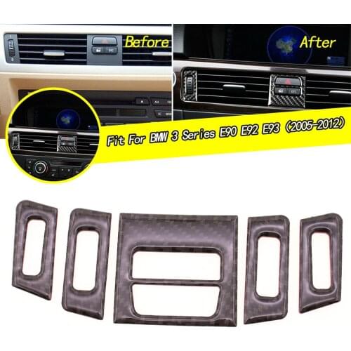 EIDRAN 5pcs Carbon Fiber Air Vent Outlet Cover Trim For BMW 3 Series E90 E92 E93 2005-2012