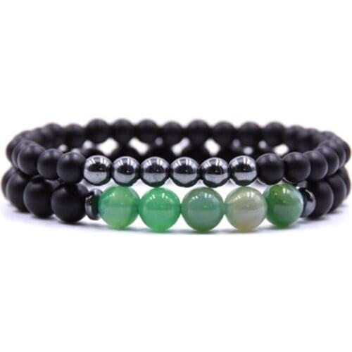 6mm Natural Agate Frosted Stone Set Elastic Double Bracelet Pray Spirituality Reiki Fancy Charm Lucky Colorful Healing Unisex