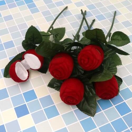 Elegant Rose Branch Velvet Box Ring Earrings Holder Gift Box For Jewelry Display Holder Storage Wedding Engagement Packaging