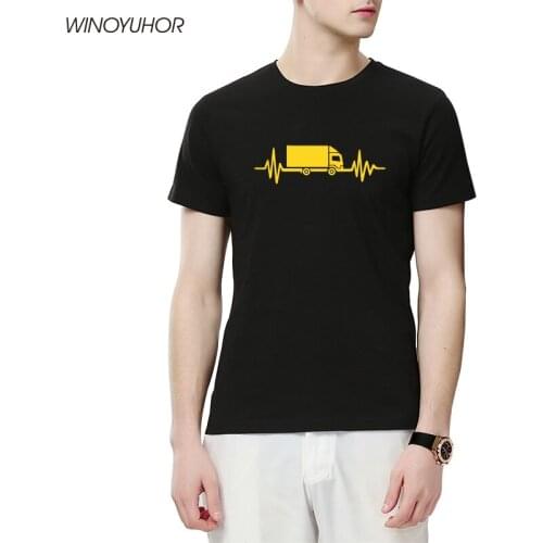 New Summer Fashion Heartbeat Of Truck Driver T Shirt Cotton Mens Casual Short Sleeve T-shirt Man Funny Truck Driver Tops Tee