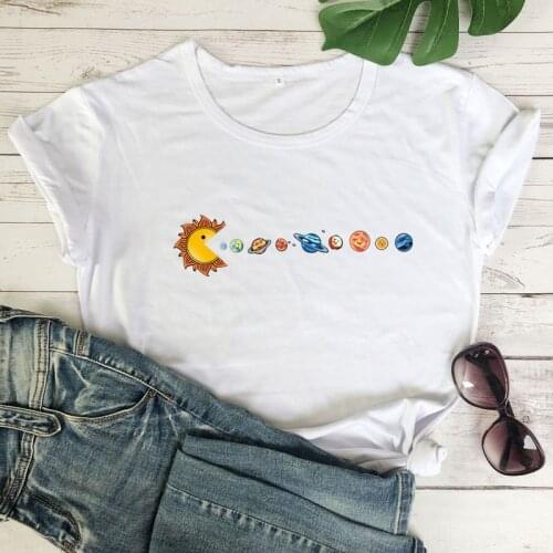 Sun Is Eating Planets Colored T-shirt Funny Unisex Gamer Gift Tshirt Streetwear Cute Women Summer O-Neck Graphic Tee Shirt Top