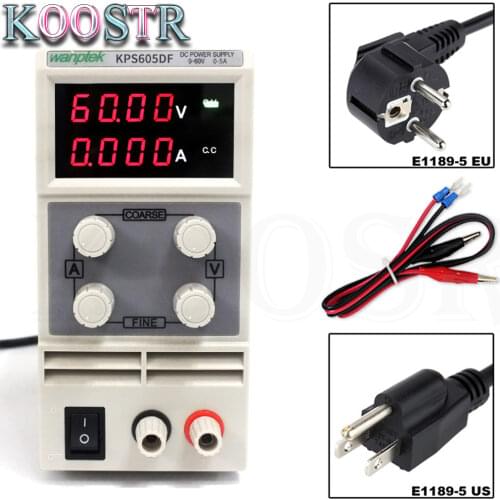 HOT SELL KPS605DF 0-60V/0-5A 110V-230V 0.1V/0.001A EU LED Digital Adjustable Switch DC Power Supply mA Display
