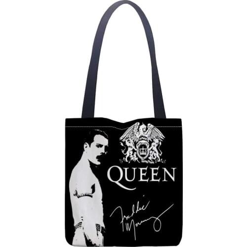 Custom Queens band printing shoulder bag canvas tote bag shopping travel book handbag custom logo