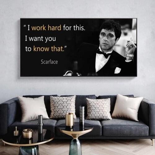 Canvas Painting Scarface Movie Quotes Poster Extraordinary Wall Art Print Tony Montana Portrait Wall Picture for Living Room