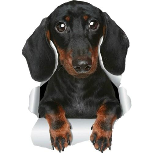 Personality Car Sticker 3D Cute Dachshund Sausage Dog Decal Wall Car Room Luggage Skateboard Laptop Decoration Auto Decoration