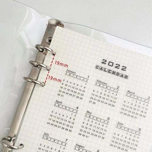 A5/A6 2022 Year Calendar Divider For 6 Holes Loose Leaf Notebook Binder Planner Accessories Diary Protective Plate Index