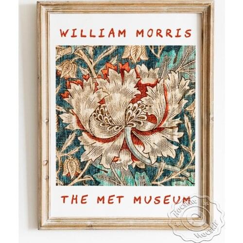 William Morris Exhibition Museum Poster, Honeysuckle Retro Wall Art Canvas Painting, Gallery Prints Decor, Room Wallpaper Gift