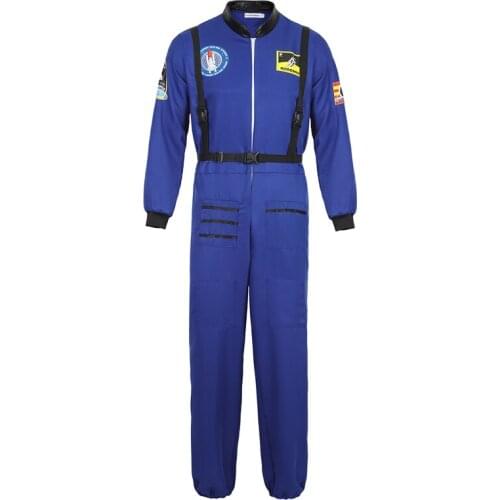 Astronaut costume adult astronaut jumpsuit suit men women flight suit halloween cosplay one piece overalls blue white orange