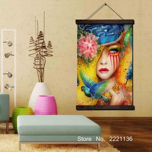 Beautiful Sugar Girl Framed Scroll Painting HD Wall Art Hanging Canvas Painting HD Printed Pictures for Living Room Decoration