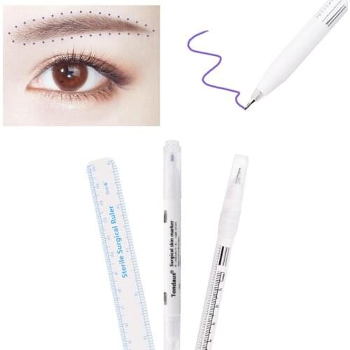 0.5/1mm Waterproof Skin Marker Pens Single/Double Heads Tattoo Positioning Marker Tool White Surgical Scribe Microblading Pencil