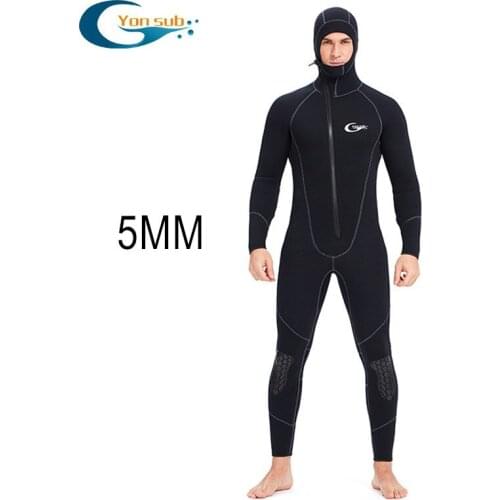YONSUB Scuba Front Zipper 5MM Long Sleeve Full Body Neoprene Men Diving Snorkeling Wetsuit Underwater Hunting Surfing Swimsuit