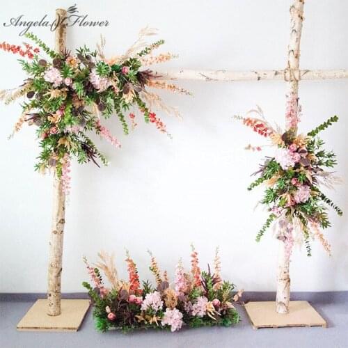 Custom Sen Autumn Flowers Row Arrangement Party Event Wedding Arch Backdrop Decoration Floral Set Artificial Flower Wall Props
