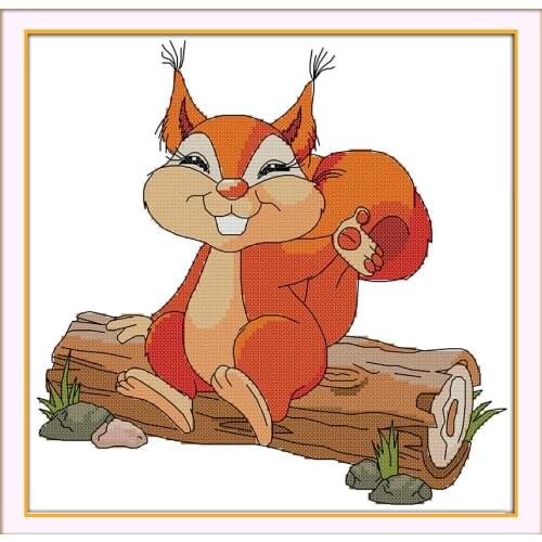 Squirrel animal cross stitch kit DMC color thread 14ct 11ct count print canvas stitches embroidery DIY handmade needlework