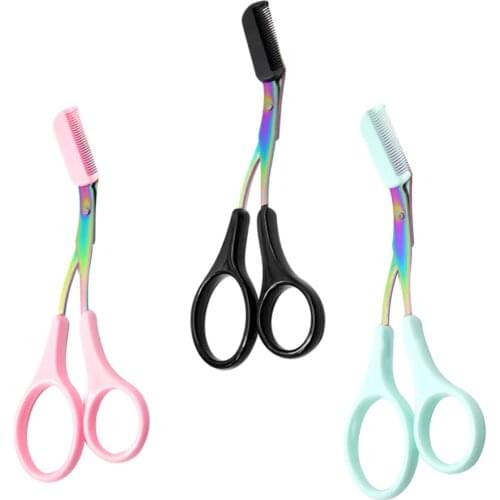 2021 New 1PC Eyebrow Trimmer Scissors Stainless Steel Washable Shaver With Comb Removable Eyelash Hair Remover Shaver Cutter