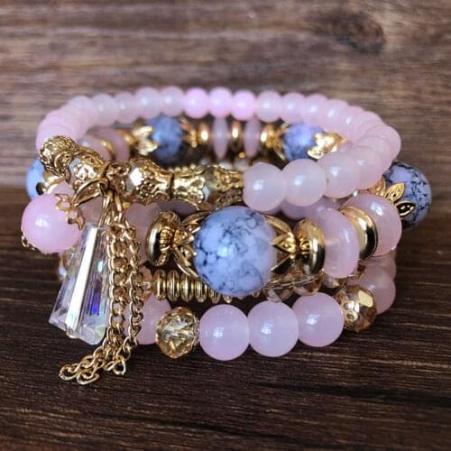 New Bohemian bracelet style original design multi circle beads crystal bracelet 4 women
