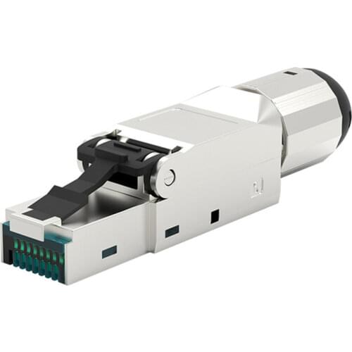 Cat7 6A CAT6 Ethernet Plug RJ45 Toolless Field Connector Cat 7 Cat6A Termination Shielded Metal Boot Fits 22 23 24AWG Cable