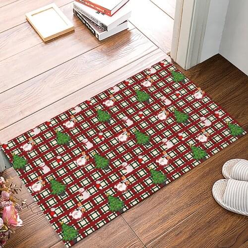 Christams Santa Happy New Year Bath Rugs Christmas Doormat Non-Slip Door Mat Carpet Bathroom Accessories Customizable