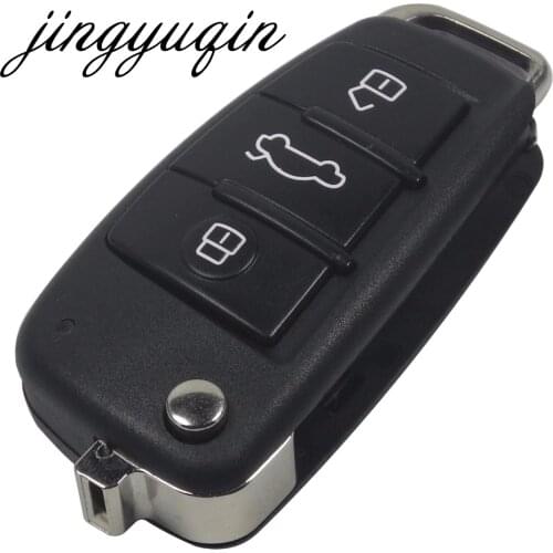 Jingyuqin Replacement Folding Flip Remote Car Key Shell Case 3 Button Case For AUDI A2 A3 A4 A6 A6L A8 TT Without Blade
