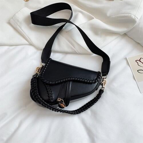 New Fashion Saddle Women Bag One Shoulder Handle Trend Casual Hasp Zipper PU Material Polyester Inside Lock Ornament Bag Bolsas