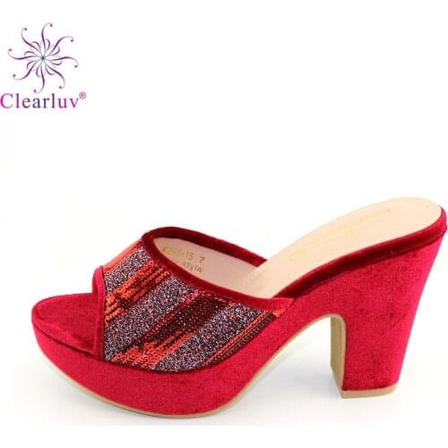 2020 Fashion Italian Design High Heels Shoes Without Bag Nigerian Shoes in Red Color Ladies Party shoes