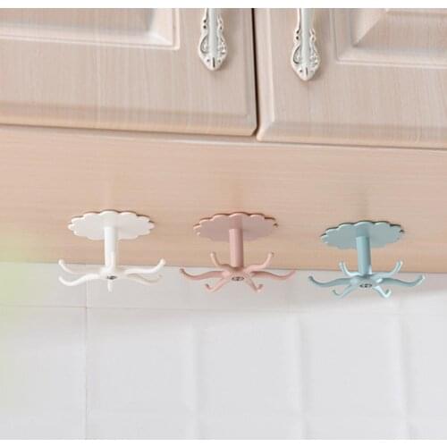 6-claw 360 Degree Rotating Wall Mounted Hook Coat Hanger Kitchen Bathroom Tools