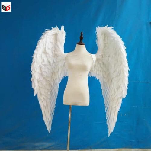 High quality Adult Flexible white Angel wings Large decor props for Living room Bedroom Wedding decoration height 125CM