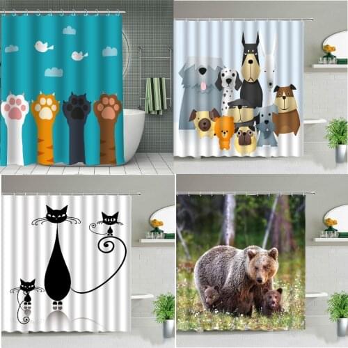 Cartoon animal cat dog bear shower curtain bath curtain curtain bathroom leaves shower curtain shower curtains bathroom curtain