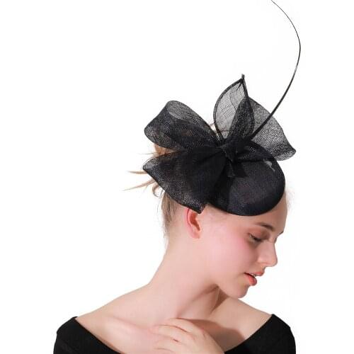 Women Navy Occasion Fascinators Hats For Kentucky Derby Party Bridal Millinery Church Hats Wedding Hair Accessories