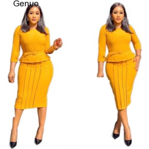 Retro Women Bodycon Dress Half Sleeve Lady Work Office Midi Dresses Robe Femme Vestiods African 2020 Summer Vintage Dress Party