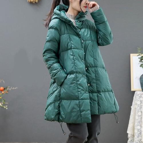 Winter Coat Loose Hooded White Duck Down Jacket Women High Quality Parkas Thicken Warm Womens Outerwear Casaco Feminino X478