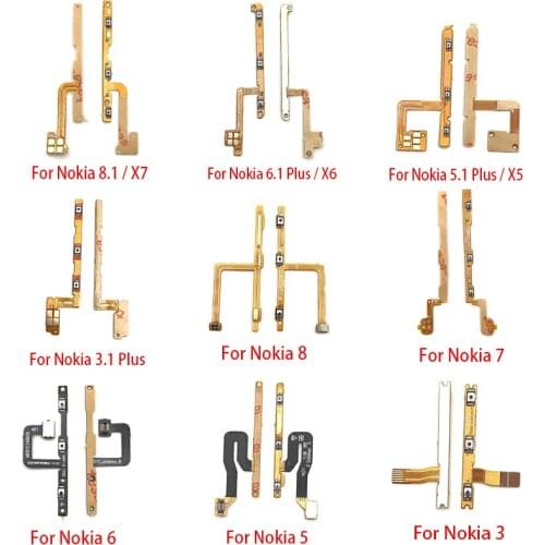 2Pcs/logt Power Switch On/Off Button Volume Key Button Flex Cable For Nokia 2 3 5 6 7 8 2.1 3.1 5.1 6.1 Plus 7.1 8.1