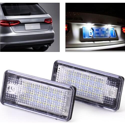 2x Error Free 18 LED License Plate Lights Lamp 68E0807430A 8E0807430B Fit for Audi A3 A4 A5 A6 A8 Q7 2004 2005 2006 2007 2008