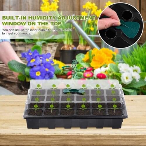 4Pcs Seedling Tray 24 Cells Plastic Seedling Nursery Tray Flower Seed Propagators with Adjustable Vents for Greenhouse