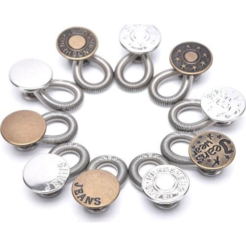 5X Metal Button Women Men Jeans Pants Buttons Waist Stretch Extender Sewing Tool 2cm Fix Expanders