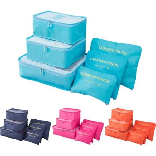 6pcs Travel storage bag Travel Bags Waterproof Clothes Storage Luggage Organizer Pouch Packing Cube clothes storage shoe bag