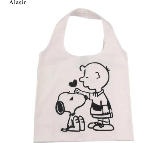 Alasir Art Cartoon Children Women Shoulder Bags Dogs Printing Vest Type Bag Canvas Girls Handbags Simple Casual Tote Preppy