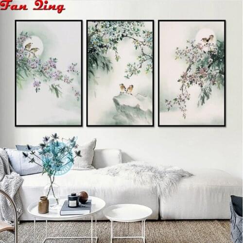 Diamond Painting moon flowers and birds Diamond embroidery 5d diy full square/Round diamond mosaic Cross stitch of rhinestones