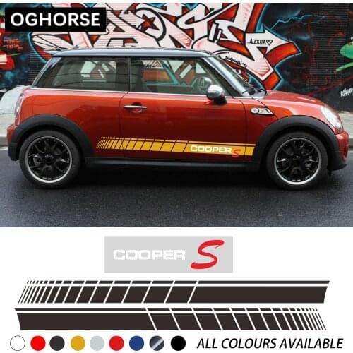 Car Styling Door Side Racking Stripes Sticker Body Decal For MINI Cooper S R50 R53 R56 R58 R59 R60 F54 F55 F56 F60 Accessories